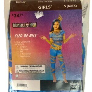 Monster High Cleo De Nile Child Costume Set Size Small 6/6X Jumpsuit Necklace Be